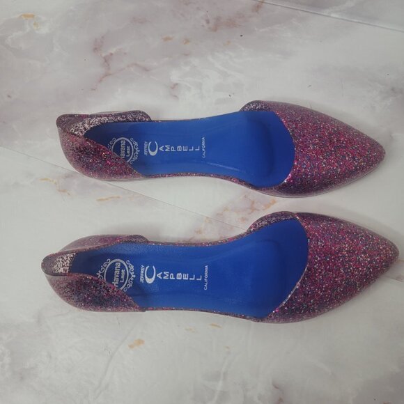 JEFFREY CAMPBELL GLITTER SPARKLE PINK JELLY FLATS HAVANA US LADIES SZ 8 SLIP ON - Picture 15 of 16